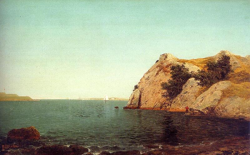 John Kensett Beacon Rock at Newport Harbor Norge oil painting art